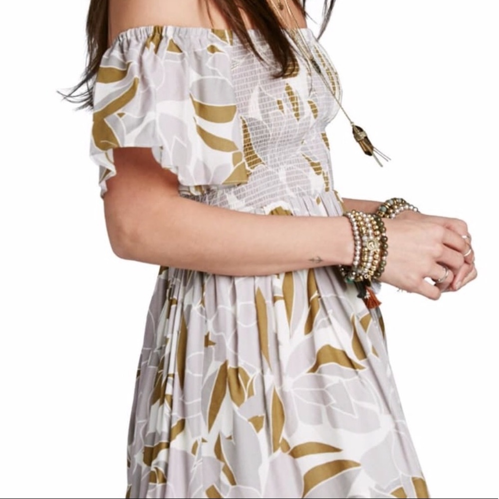 Free People Louise Smocked Off the Shoulder Mini - Picture 9 of 10